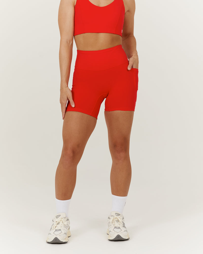 SCULPT POCKET BIKER SHORTS - CHILLI