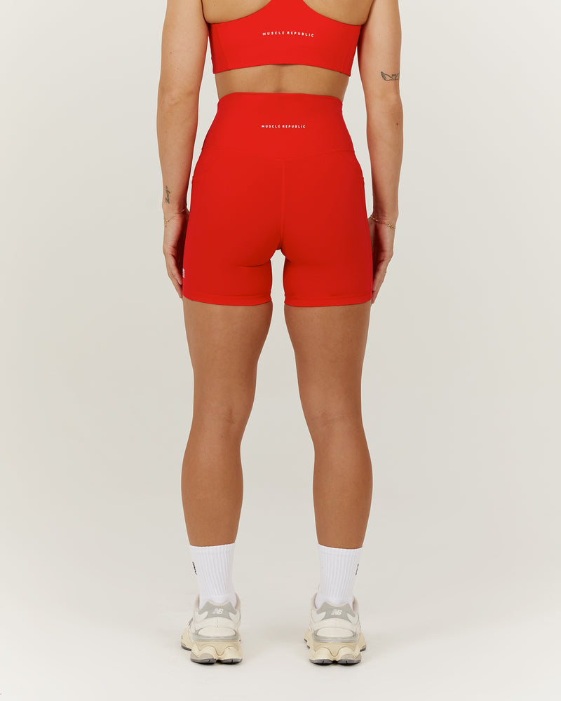 SCULPT POCKET BIKER SHORTS - CHILLI