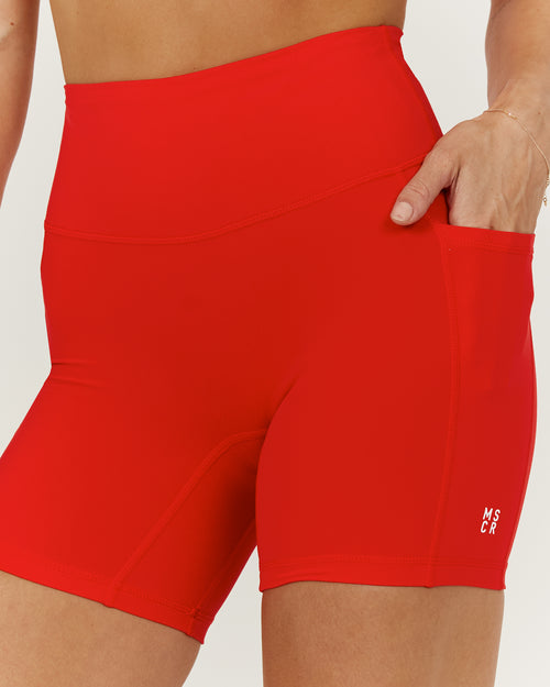 SCULPT POCKET BIKER SHORTS - CHILLI