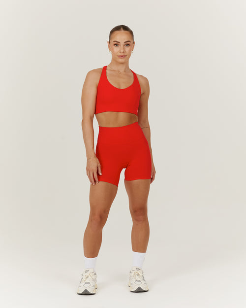 SCULPT POCKET BIKER SHORTS - CHILLI