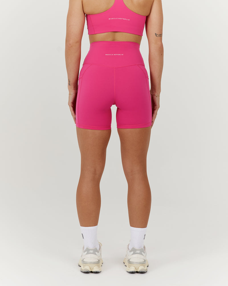 SCULPT POCKET BIKER SHORTS - DRAGONFRUIT