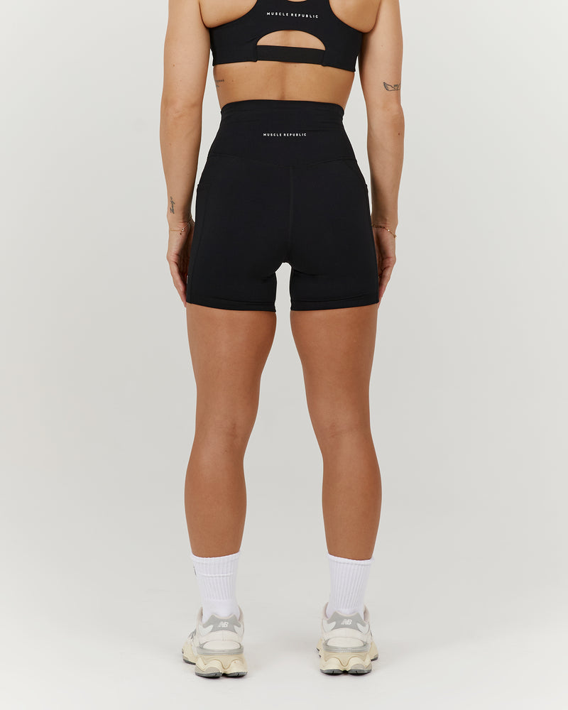 SCULPT POCKET BIKER SHORTS - BLACK