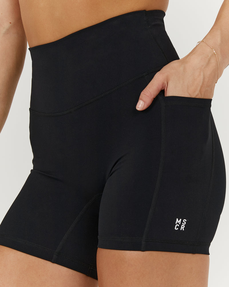 SCULPT POCKET BIKER SHORTS - BLACK