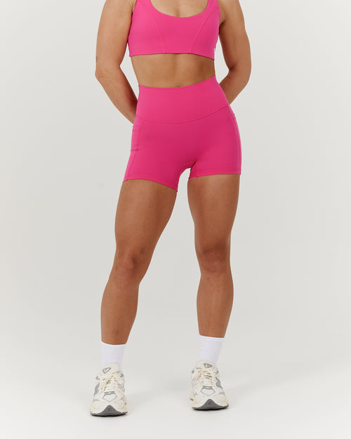 SCULPT POCKET MINI SHORTS - DRAGONFRUIT