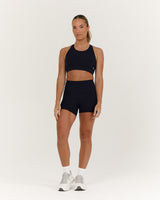 SCULPT BONDED WAIST BIKER SHORTS - BLACK
