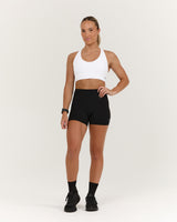 SCULPT BONDED WAIST MINI SHORTS - BLACK