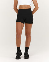 SCULPT BONDED WAIST MINI SHORTS - BLACK