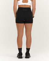 SCULPT BONDED WAIST MINI SHORTS - BLACK