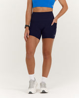 SCULPT BONDED WAIST POCKET BIKER SHORTS - ECLIPSE