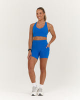 SCULPT BONDED WAIST POCKET BIKER SHORTS - LUMINOUS BLUE