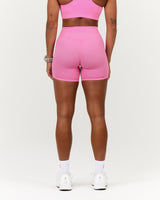 SCULPT BONDED WAIST POCKET BIKER SHORTS - PINK TOPAZ