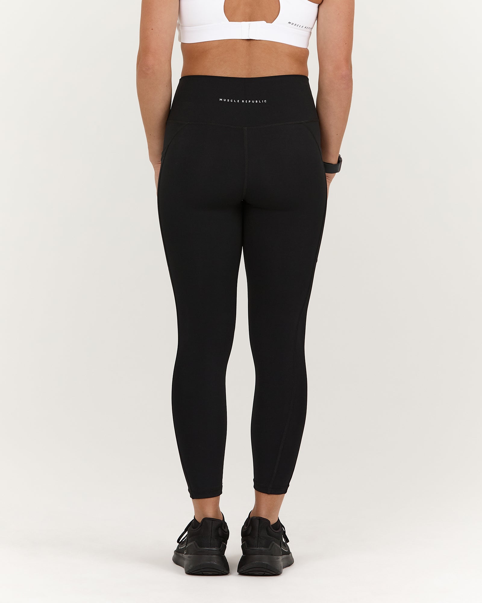 SCULPT BONDED WAIST 7/8 LEGGINGS WITH POCKETS - BLACK – MUSCLE