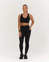 SCULPT BONDED WAIST POCKET FULL LENGTH LEGGINGS - BLACK