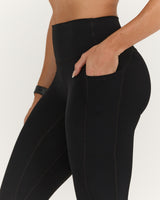 SCULPT BONDED WAIST POCKET FULL LENGTH LEGGINGS - BLACK