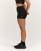 SCULPT BONDED WAIST POCKET MINI SHORTS - BLACK