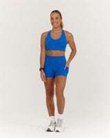 SCULPT BONDED WAIST POCKET MINI SHORTS - LUMINOUS BLUE