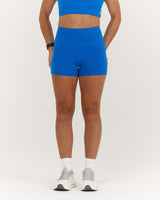 SCULPT BONDED WAIST POCKET MINI SHORTS - LUMINOUS BLUE