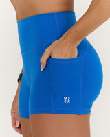 SCULPT BONDED WAIST POCKET MINI SHORTS - LUMINOUS BLUE