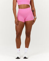 SCULPT BONDED WAIST POCKET MINI SHORTS - PINK TOPAZ