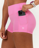 SCULPT BONDED WAIST POCKET MINI SHORTS - PINK TOPAZ