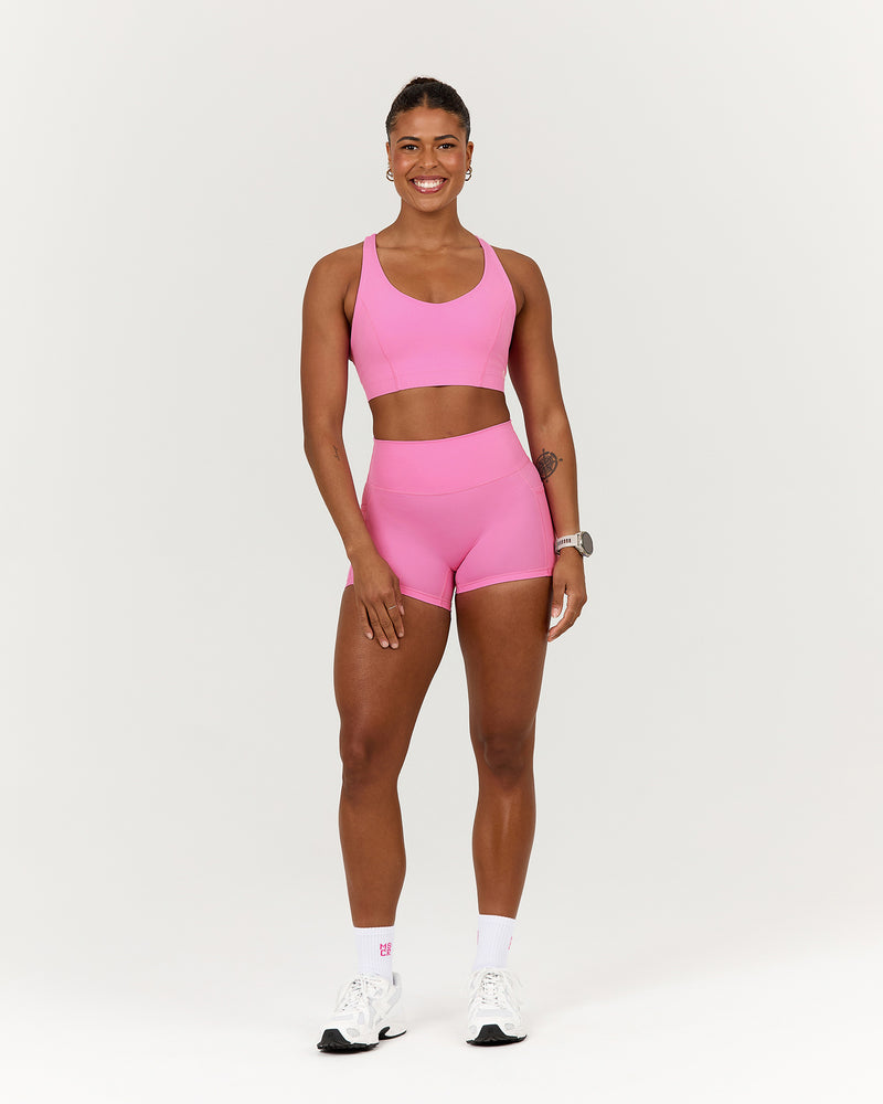 SCULPT BONDED WAIST POCKET MINI SHORTS - PINK TOPAZ – MUSCLE REPUBLIC