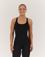 SCULPT CROSS BACK TOP - BLACK