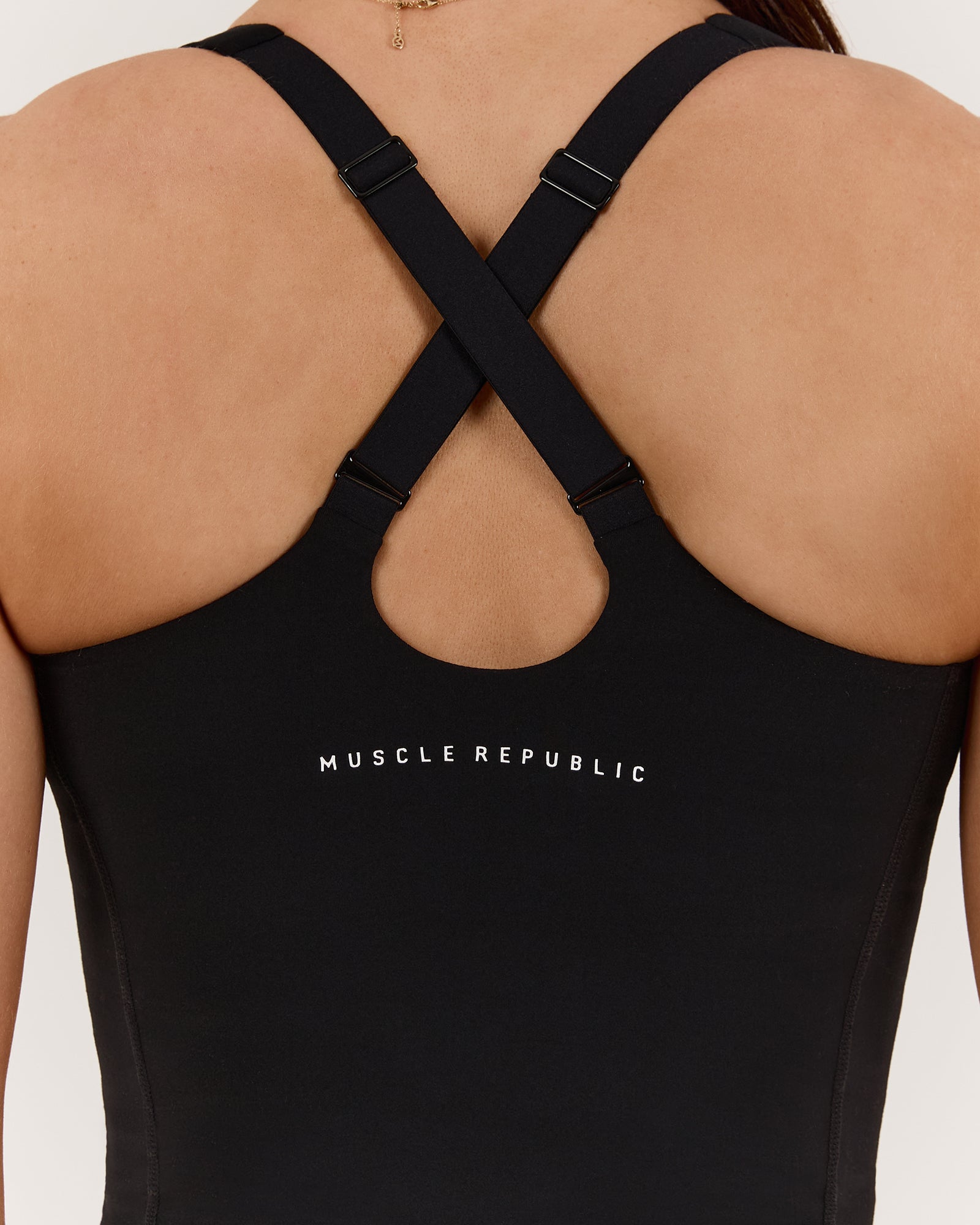 SCULPT CROSS BACK TOP - BLACK – MUSCLE REPUBLIC