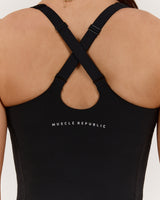 SCULPT CROSS BACK TOP - BLACK