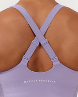 SCULPT CROSS BACK TOP - DUSTED GRAPE