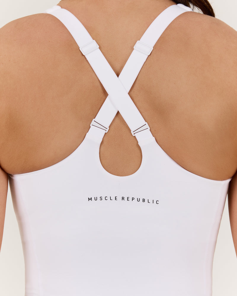 SCULPT CROSS BACK TOP - WHITE
