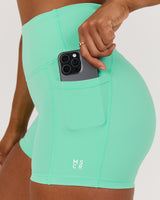SCULPT POCKET MINI SHORTS - CYBER MINT