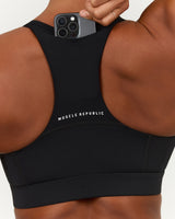 SCULPT ZIP FRONT BRA - BLACK