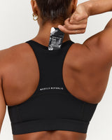 SCULPT ZIP FRONT BRA - BLACK