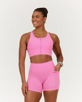 SCULPT ZIP FRONT BRA - PINK TOPAZ