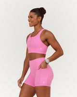 SCULPT ZIP FRONT BRA - PINK TOPAZ