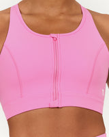SCULPT ZIP FRONT BRA - PINK TOPAZ