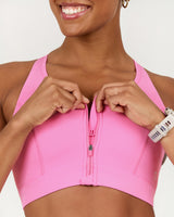 SCULPT ZIP FRONT BRA - PINK TOPAZ