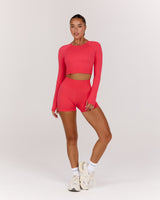 SEAMLESS LONG SLEEVE CROPPED TOP - HIBISCUS