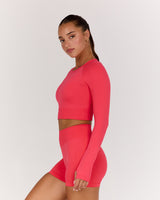 SEAMLESS LONG SLEEVE CROPPED TOP - HIBISCUS