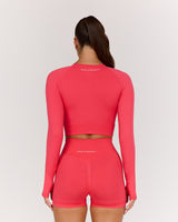 SEAMLESS LONG SLEEVE CROPPED TOP - HIBISCUS