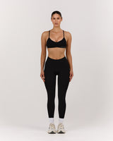 SEAMLESS MID RISE INVISIBLE SCRUNCH FULL LENGTH LEGGINGS - BLACK
