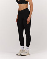 SEAMLESS MID RISE INVISIBLE SCRUNCH FULL LENGTH LEGGINGS - BLACK