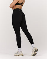 SEAMLESS MID RISE INVISIBLE SCRUNCH FULL LENGTH LEGGINGS - BLACK