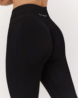 SEAMLESS MID RISE INVISIBLE SCRUNCH FULL LENGTH LEGGINGS - BLACK