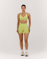 SEAMLESS PLUNGE HALTER BRA - SOFT LIME