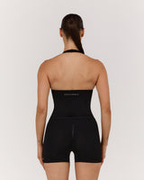 SEAMLESS PLUNGE HALTER TOP - BLACK
