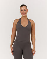 SEAMLESS PLUNGE HALTER TOP - FALCON