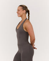 SEAMLESS PLUNGE HALTER TOP - FALCON