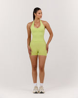 SEAMLESS PLUNGE HALTER TOP - SOFT LIME
