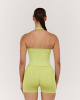 SEAMLESS PLUNGE HALTER TOP - SOFT LIME